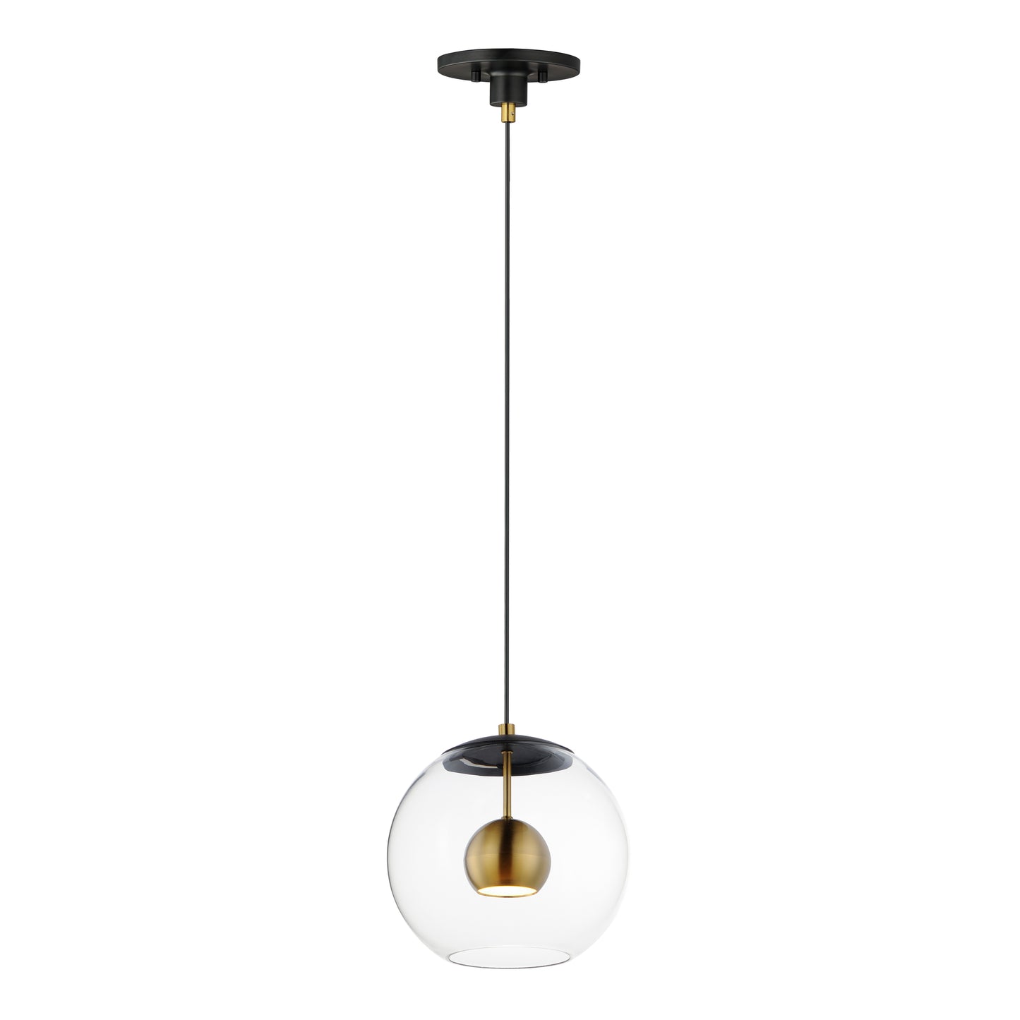 Nucleus 11" LED Pendant Black/Natural Aged Brass by ET2