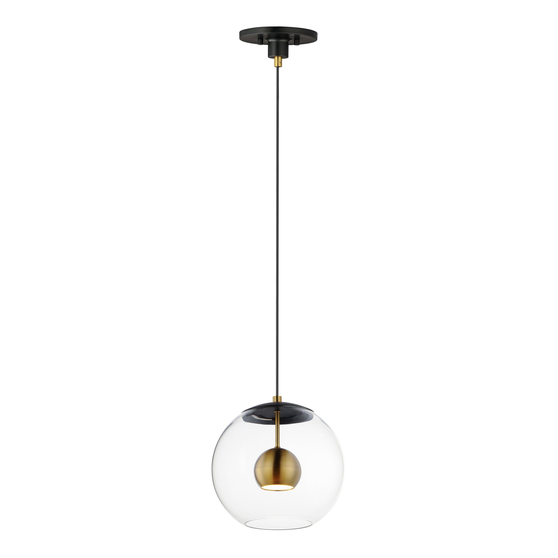 Nucleus 11" LED Pendant Black/Natural Aged Brass by ET2
