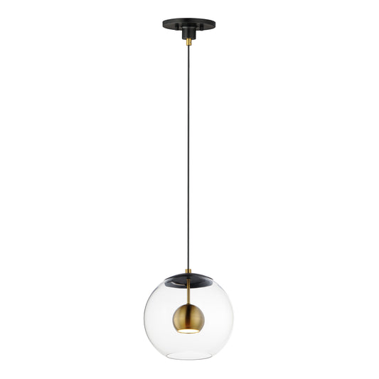 Nucleus 11" LED Pendant Black/Natural Aged Brass by ET2