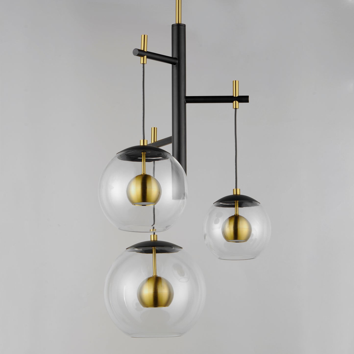 Nucleus 3-Light LED Pendant Black/Natural Aged Brass by ET2