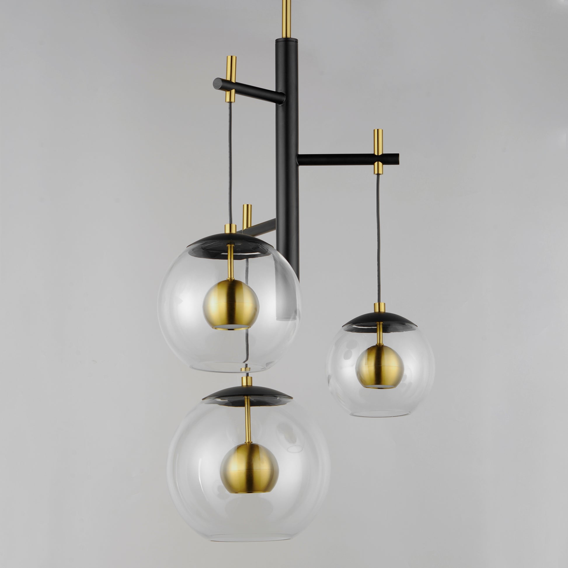 Nucleus 3-Light LED Pendant Black/Natural Aged Brass by ET2