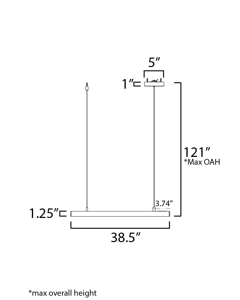 Continuum 36" LED Pendant Satin Aluminum by ET2
