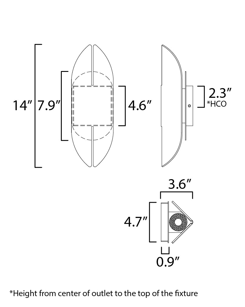Tectonic 14" Outdoor LED Sconce Black/Antique Brass by ET2