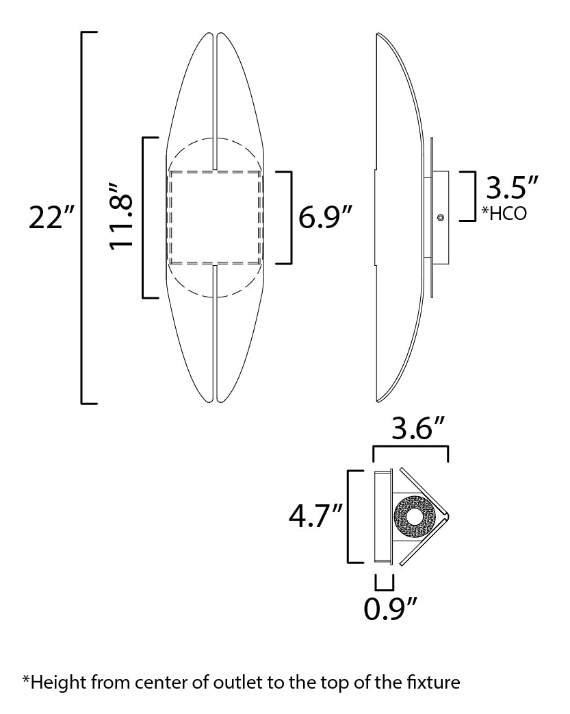 Tectonic 22" Outdoor LED Sconce Black/Antique Brass by ET2