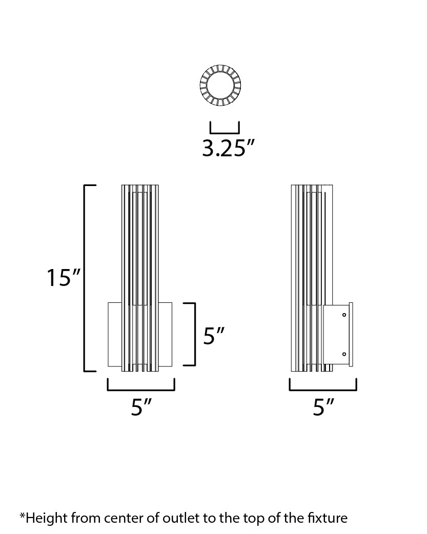Citadel 14" LED Outdoor Wall Sconce Black by ET2
