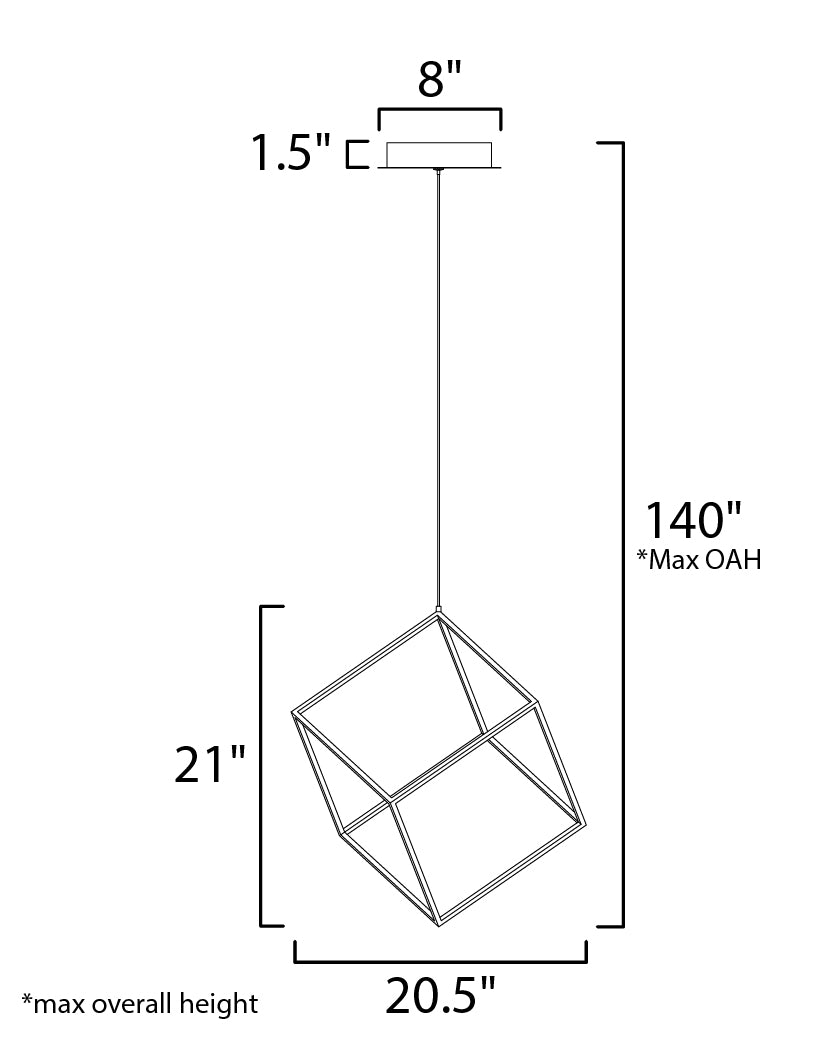 4 Square LED Pendant Polished Chrome by ET2