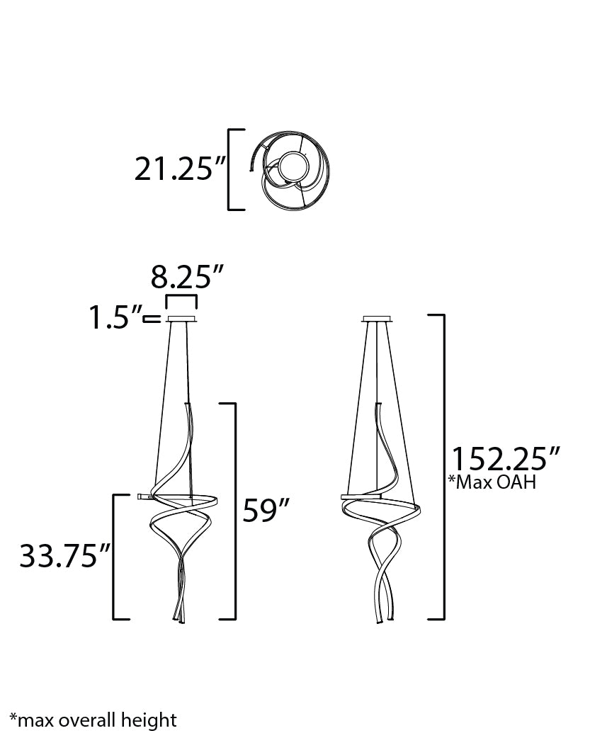 Serpentine 60" Vertical Pendant Black by ET2
