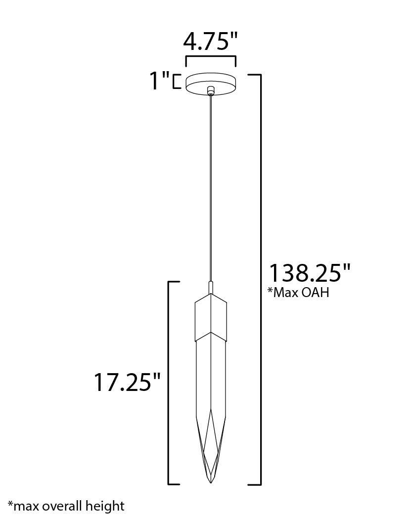 Quartz LED Pendant Polished Chrome by ET2