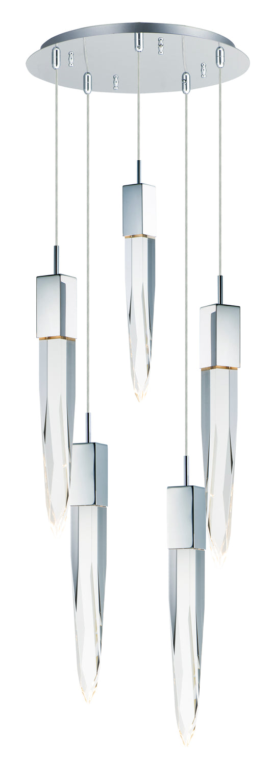Quartz 5-Light LED Pendant Polished Chrome by ET2