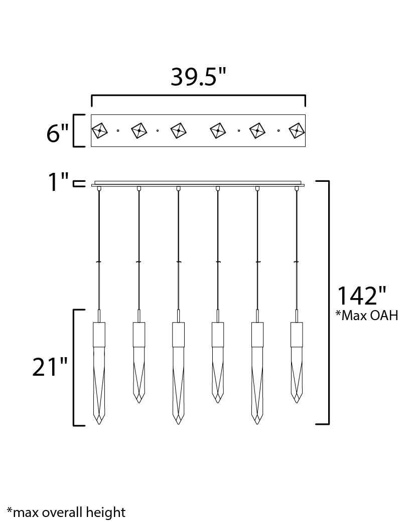 Quartz 6-Light LED Pendant Polished Chrome by ET2