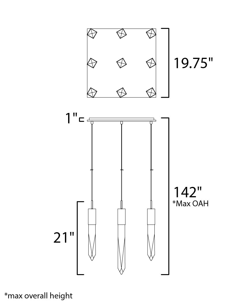 Quartz 9-Light LED Pendant Black by ET2
