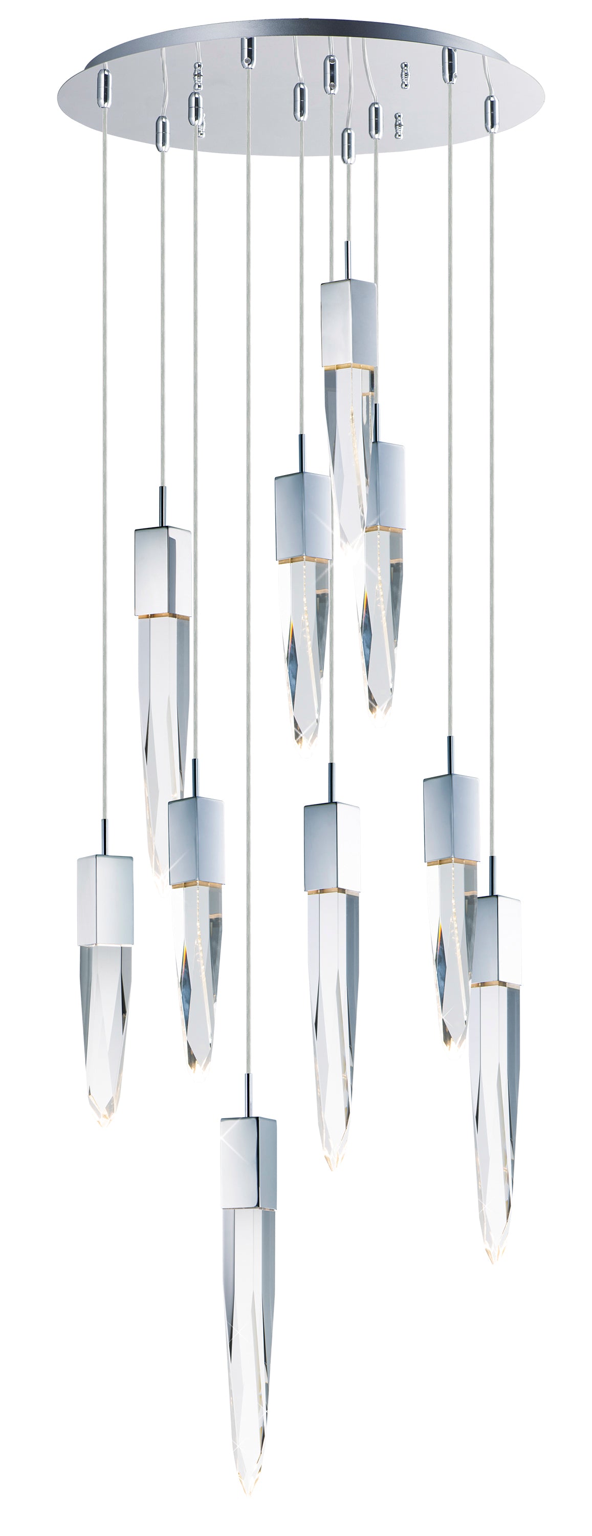 Quartz 10-Light LED Pendant Polished Chrome by ET2