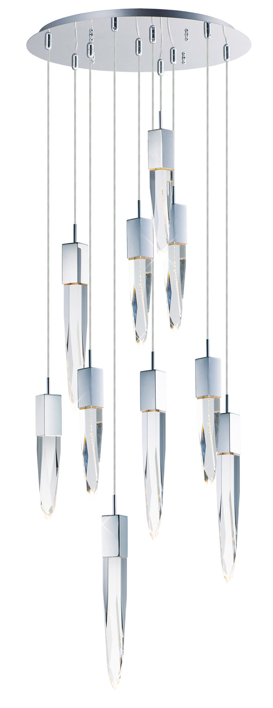 Quartz 10-Light LED Pendant Polished Chrome by ET2