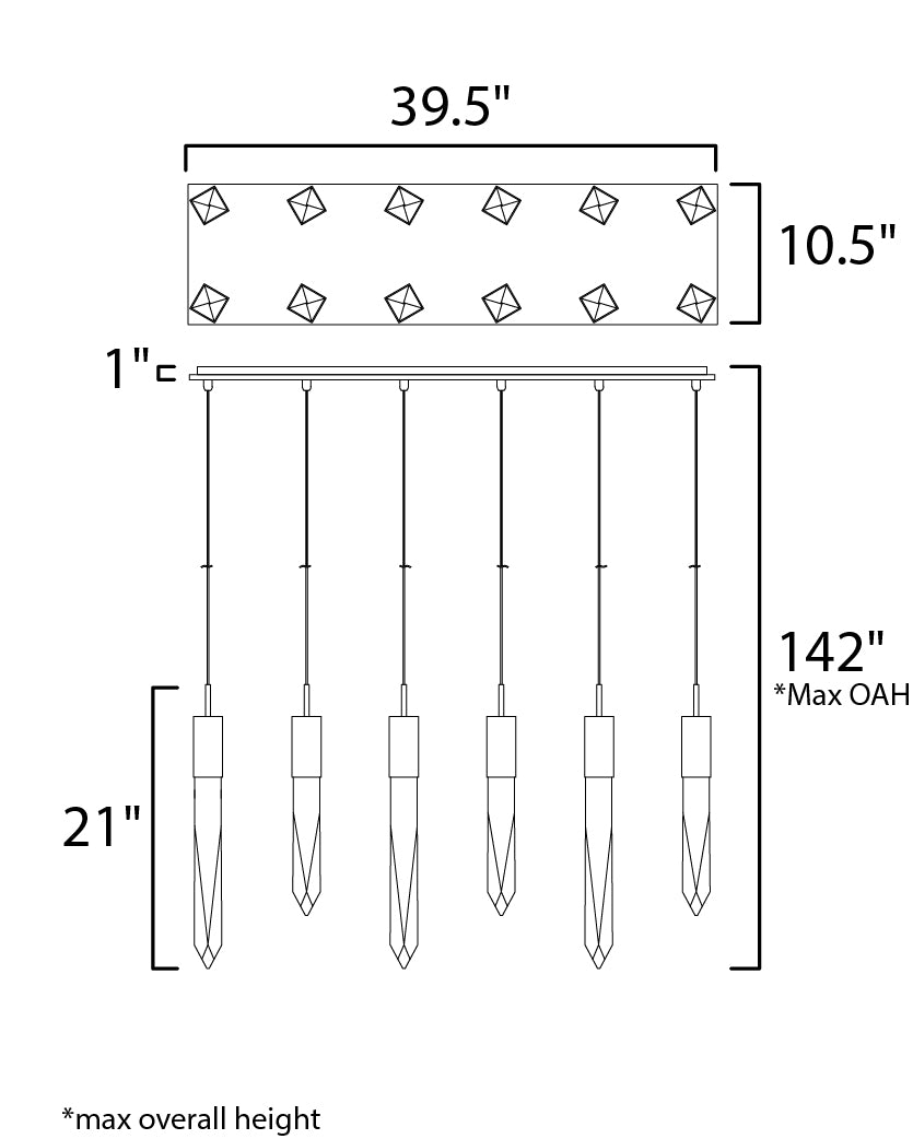 Quartz 12-Light LED Pendant Polished Chrome by ET2
