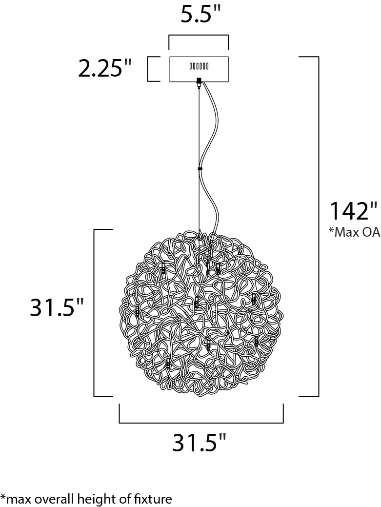 Dazed 25-Light LED Pendant Polished Chrome by ET2