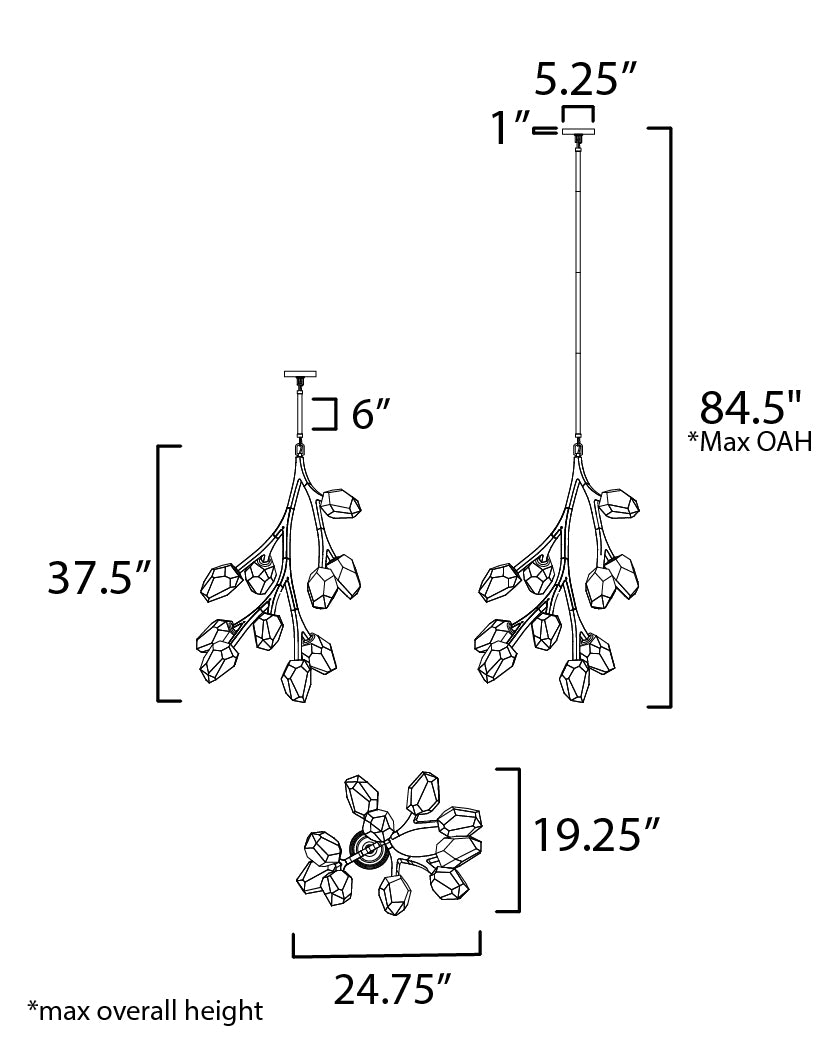 Blossom 10-Light LED Pendant Natural Aged Brass by ET2