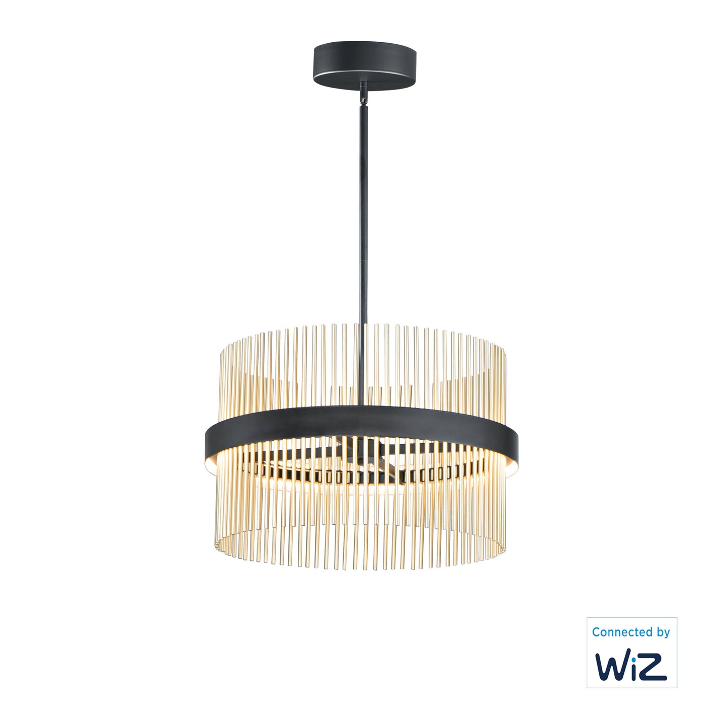 Chimes 24" LED Pendant WiZ Black/Satin Brass by ET2