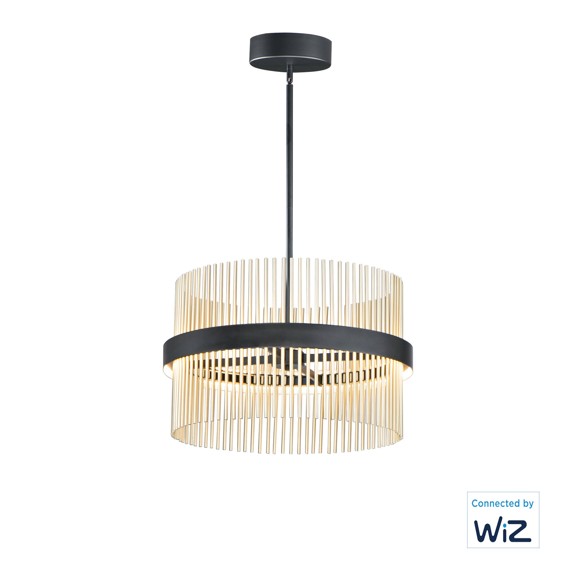 Chimes 24" LED Pendant WiZ Black/Satin Brass by ET2