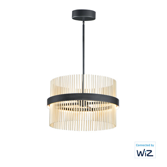 Chimes 24" LED Pendant WiZ Black/Satin Brass by ET2