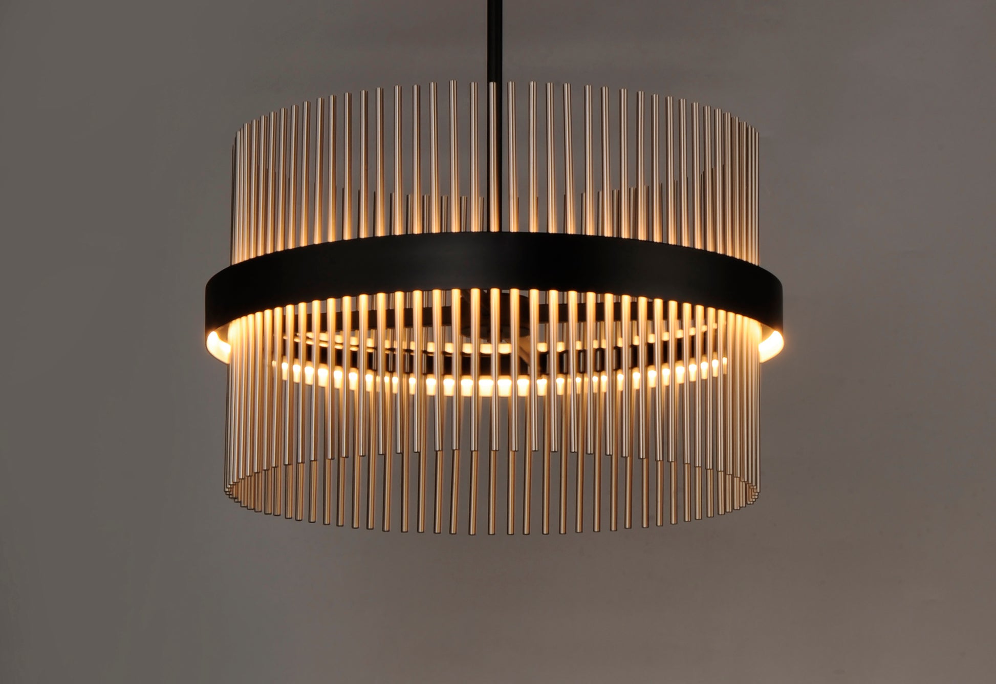 Chimes 24" LED Pendant WiZ Black/Satin Brass by ET2