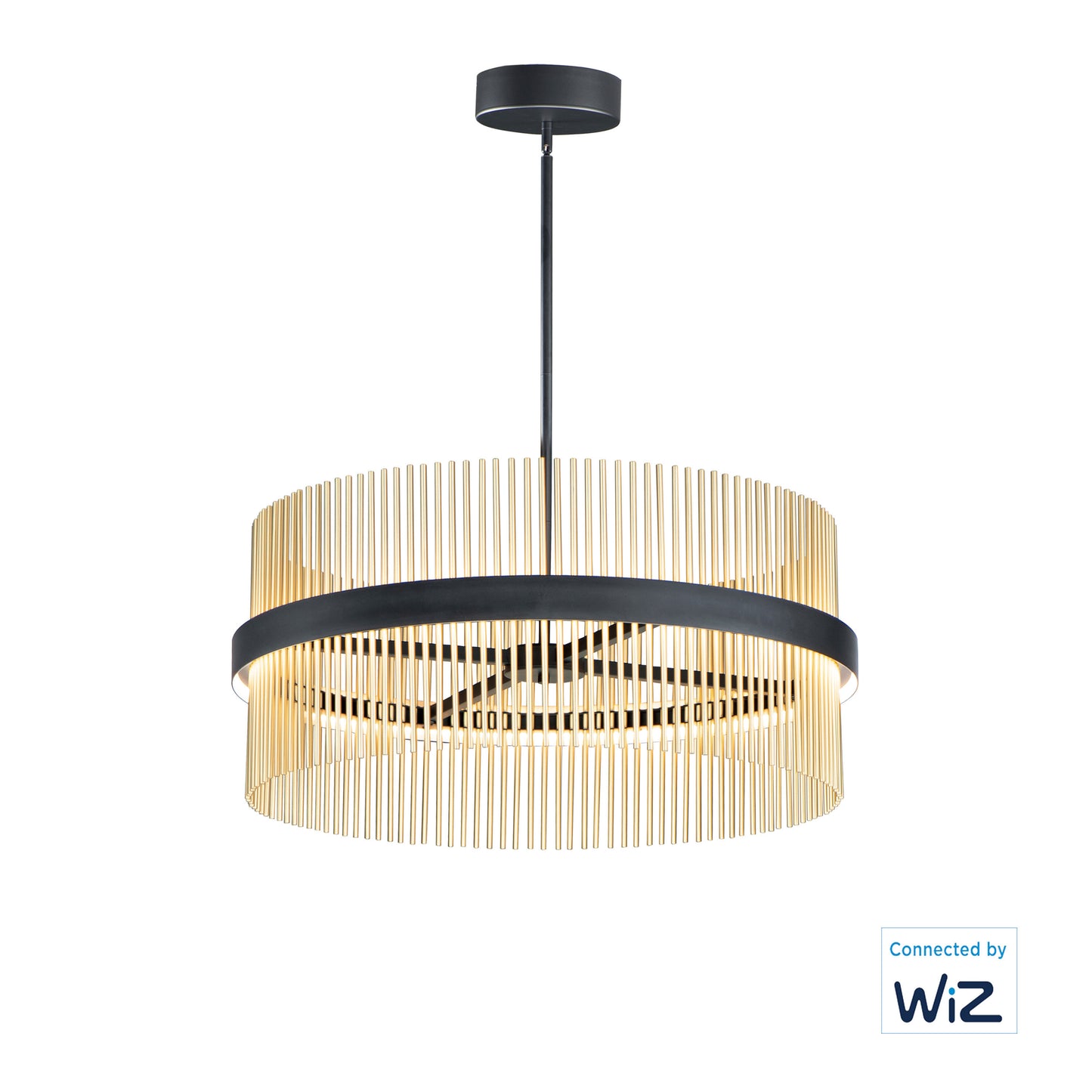 Chimes 34" LED Pendant WiZ Black/Satin Brass by ET2