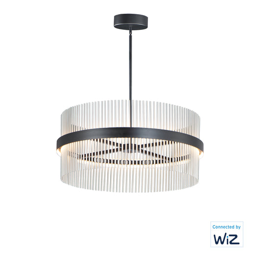 Chimes 34" LED Pendant WiZ Black/Satin Nickel by ET2