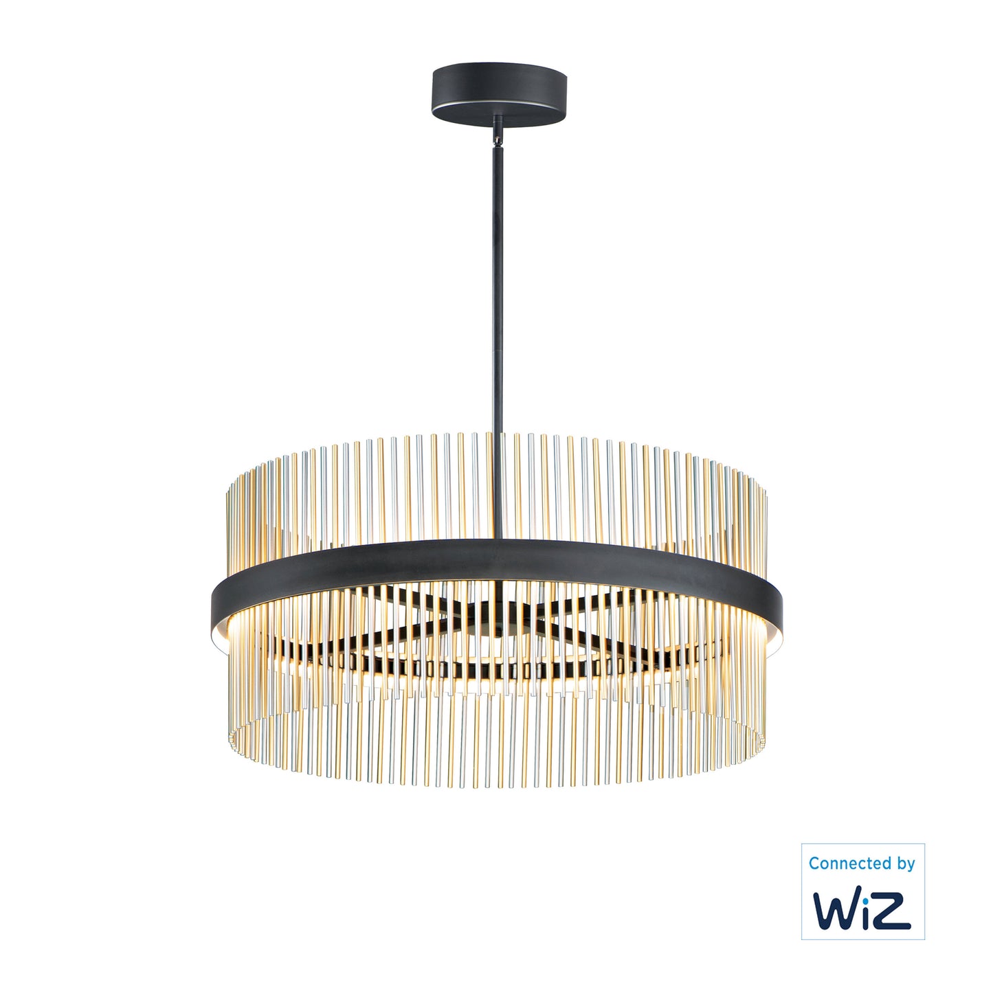 Chimes 34" LED Pendant WiZ Black/Satin Nickel/Satin Brass by ET2
