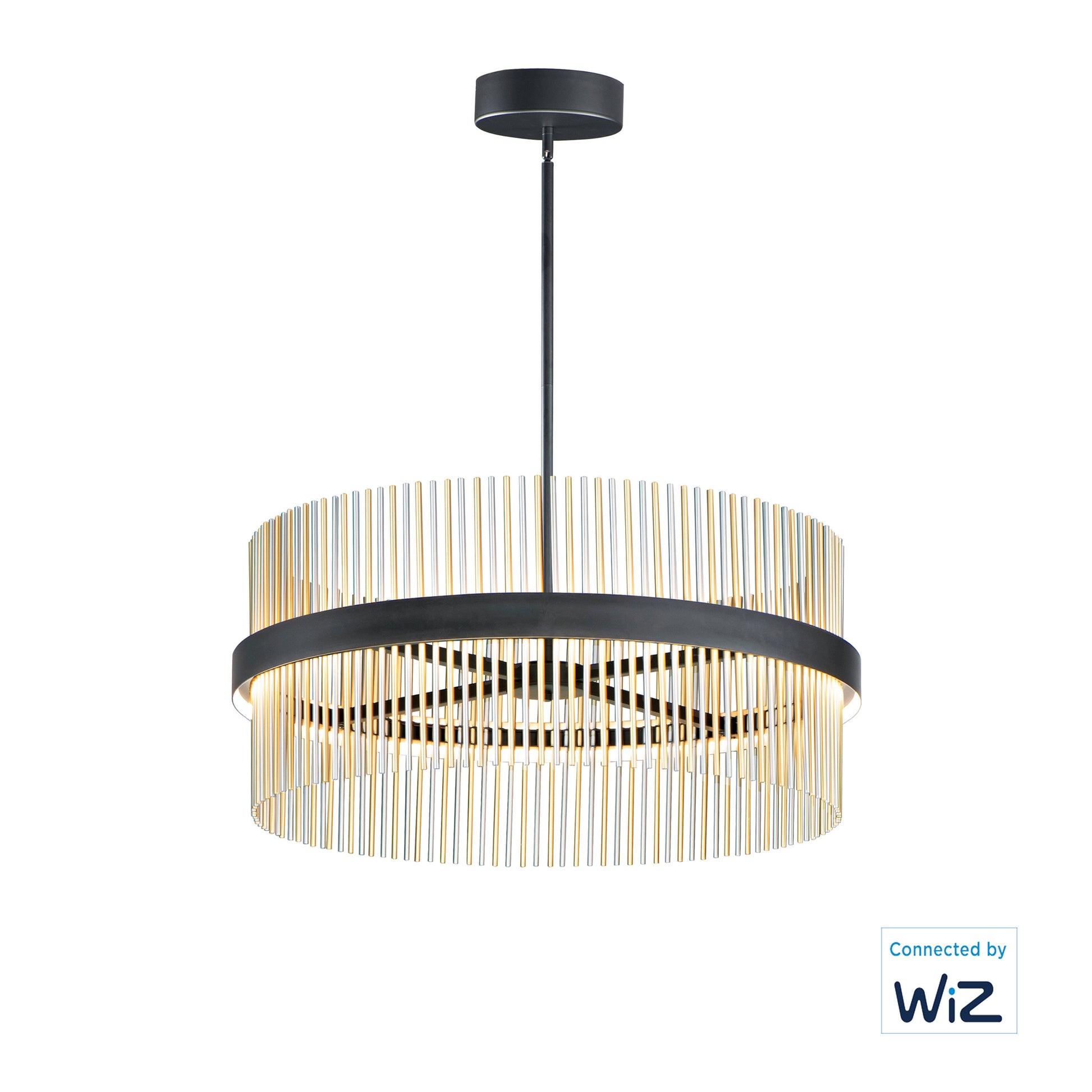 Chimes 34" LED Pendant WiZ Black/Satin Nickel/Satin Brass by ET2