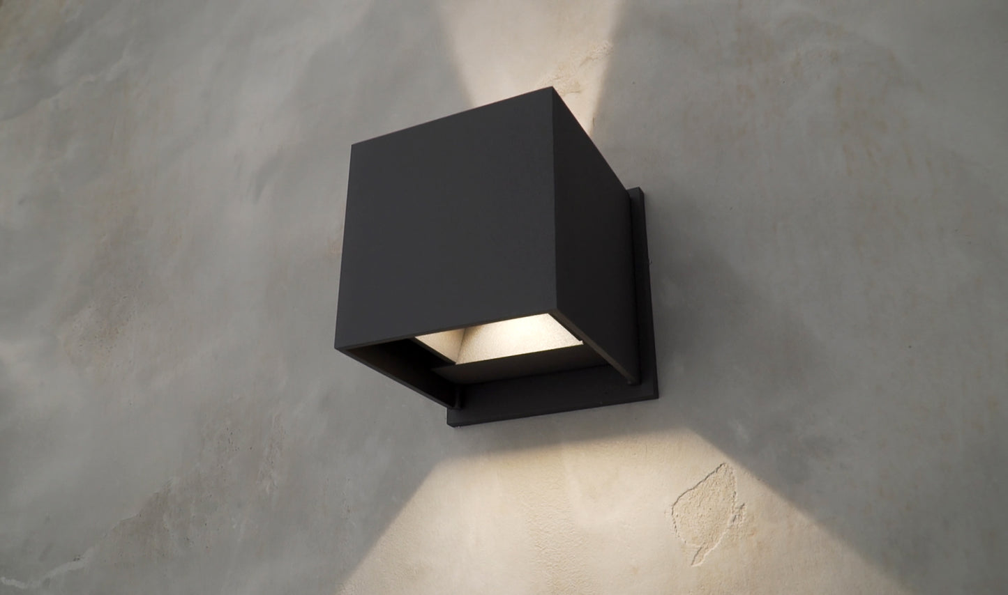 Alumilux: Cube LED Outdoor Wall Sconce Bronze by ET2