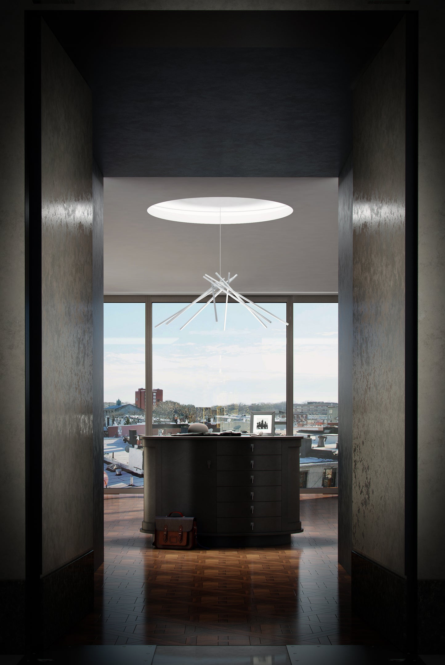 Alumilux: Aster 8-Light LED Pendant Satin Aluminum by ET2