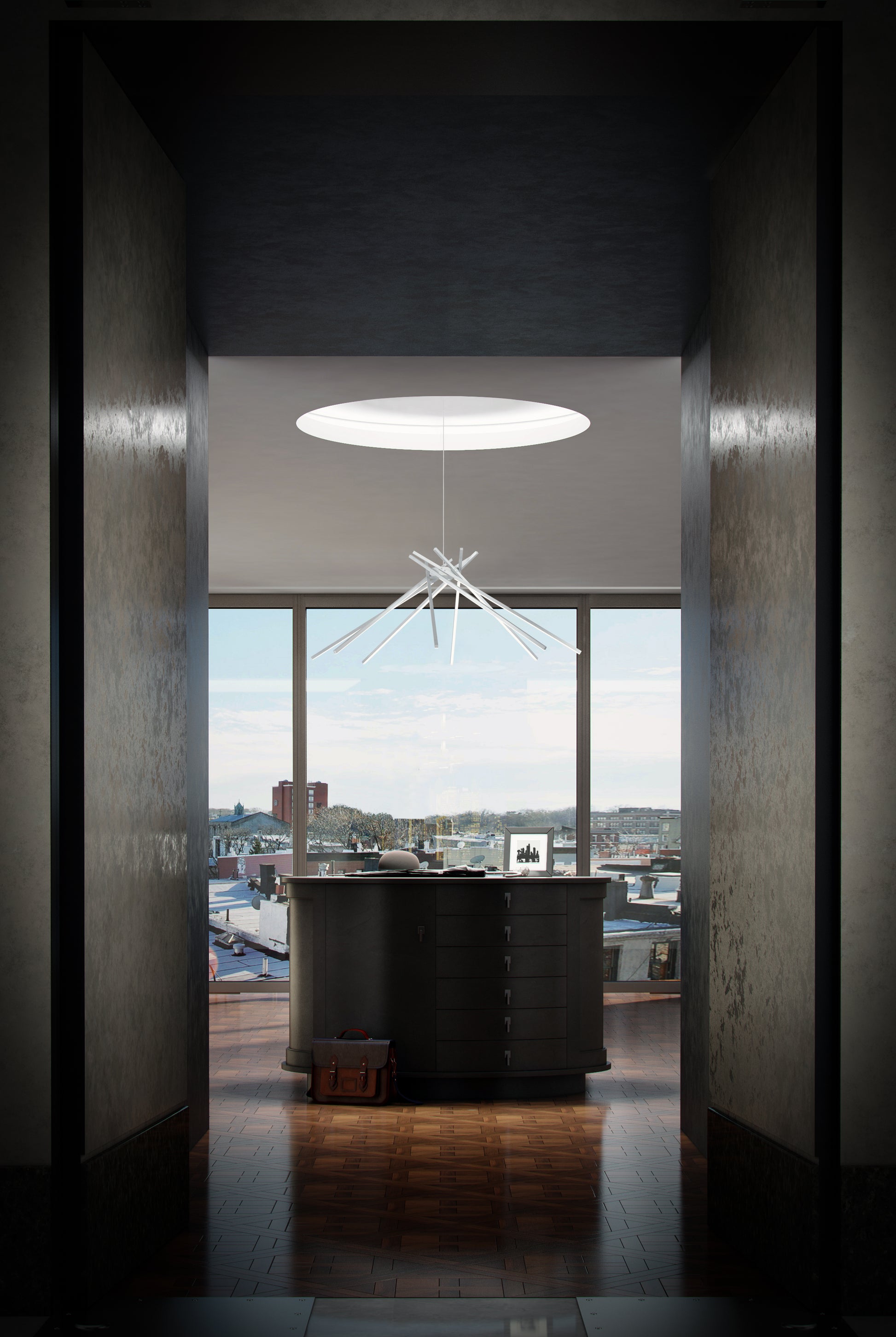 Alumilux: Aster 8-Light LED Pendant Satin Aluminum by ET2