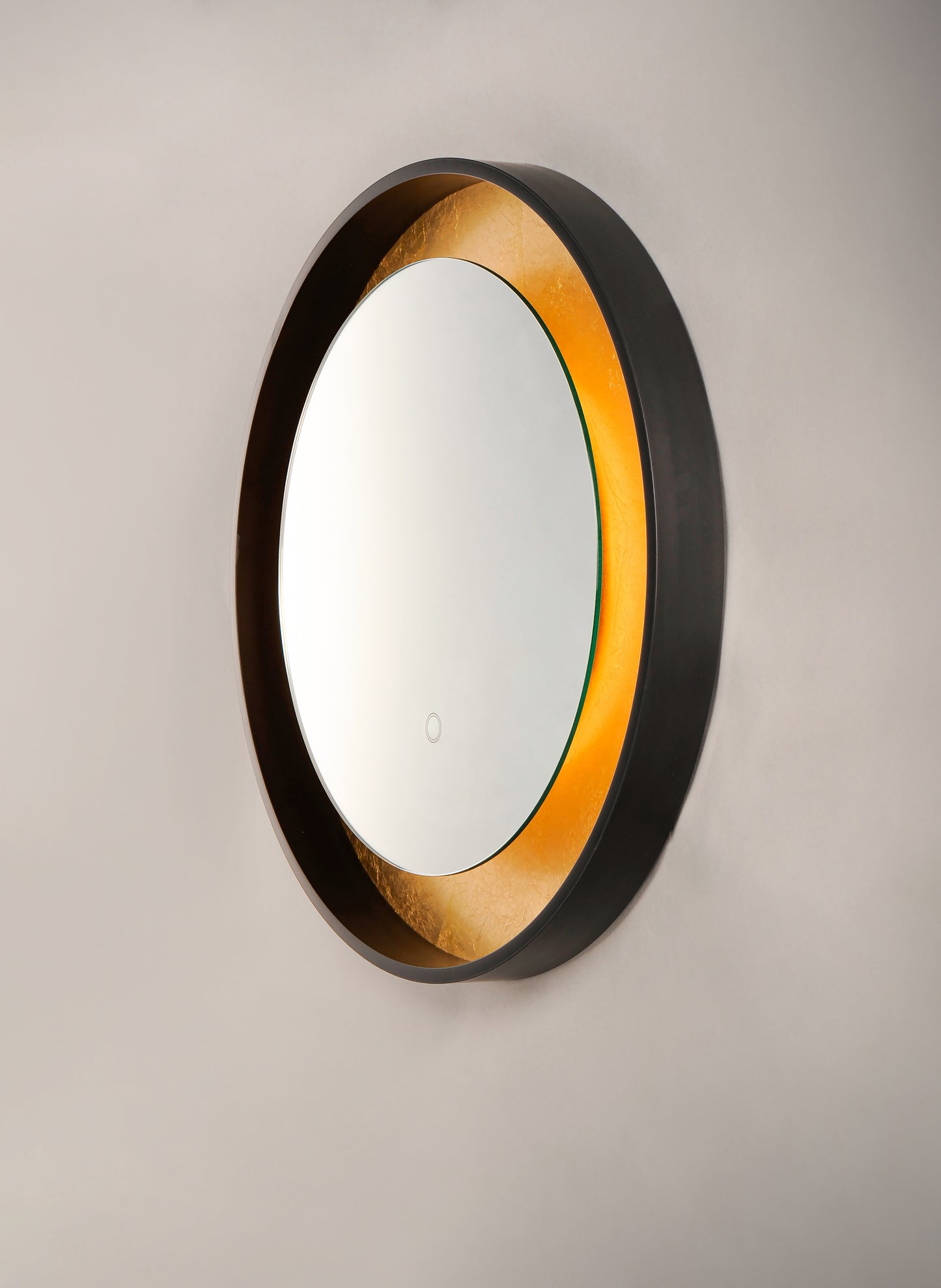 Floating LED Mirror Round 23.5" Gold Leaf/Black by ET2