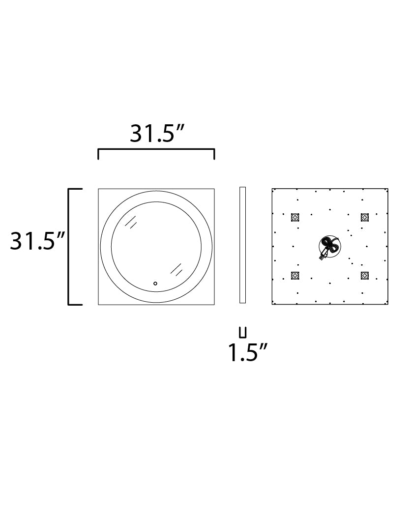 Floating LED Mirror Square 31.5" Gold Leaf/Black by ET2