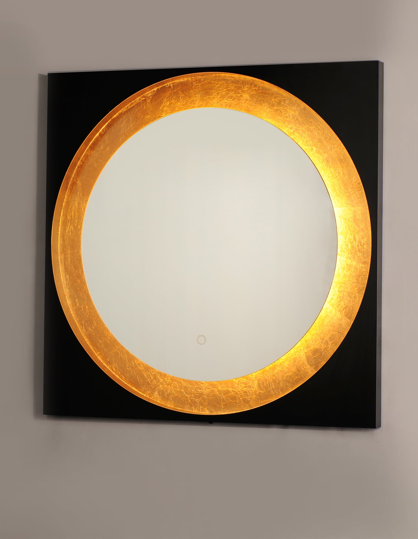 Floating LED Mirror Square 31.5" Gold Leaf/Black by ET2