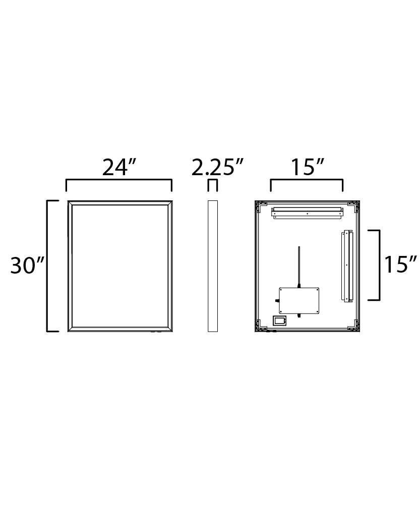 Bevel 24"x30" LED Mirror 2CCT Brushed Black by ET2