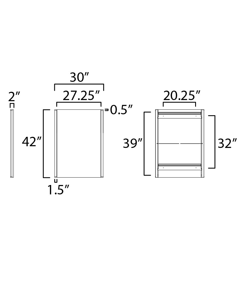 Luminance W30 x H42 LED Mirror 3000K Polished Chrome by ET2