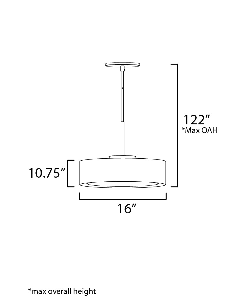 Echo 16" LED Pendant Black/Gold by ET2