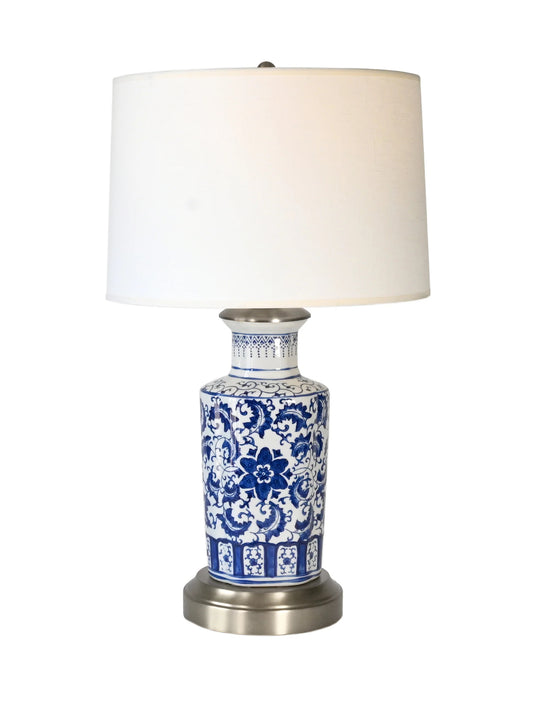 Chinese-Inspired Blue Porcelain Cordless Table Lamp