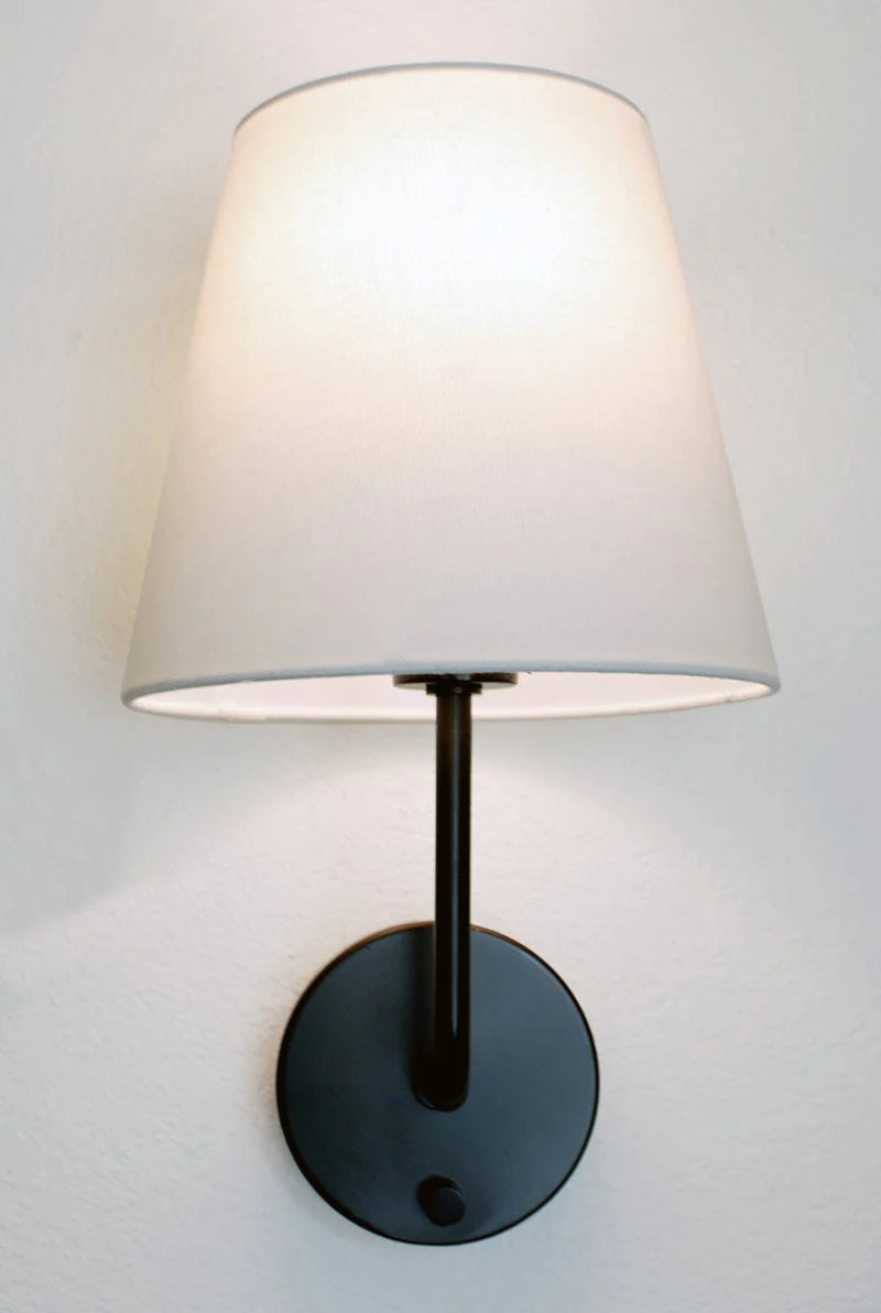 Emily Cordless Fabric Shade Wall Light - Black Finish | Living Room Lighting