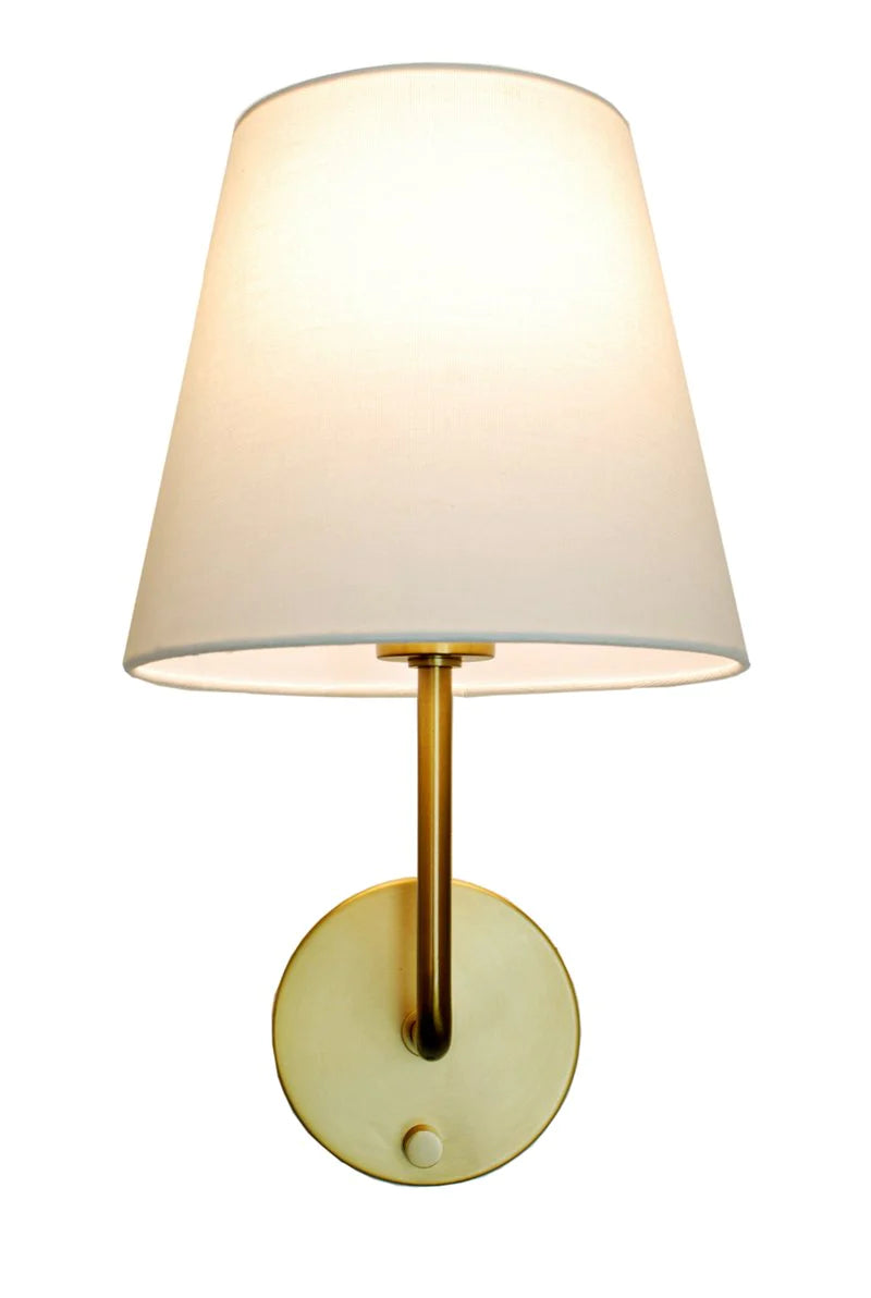 Emily Cordless Wall Lamp with Fabric Shade and Antique Brass Finish | Hotel Lighting