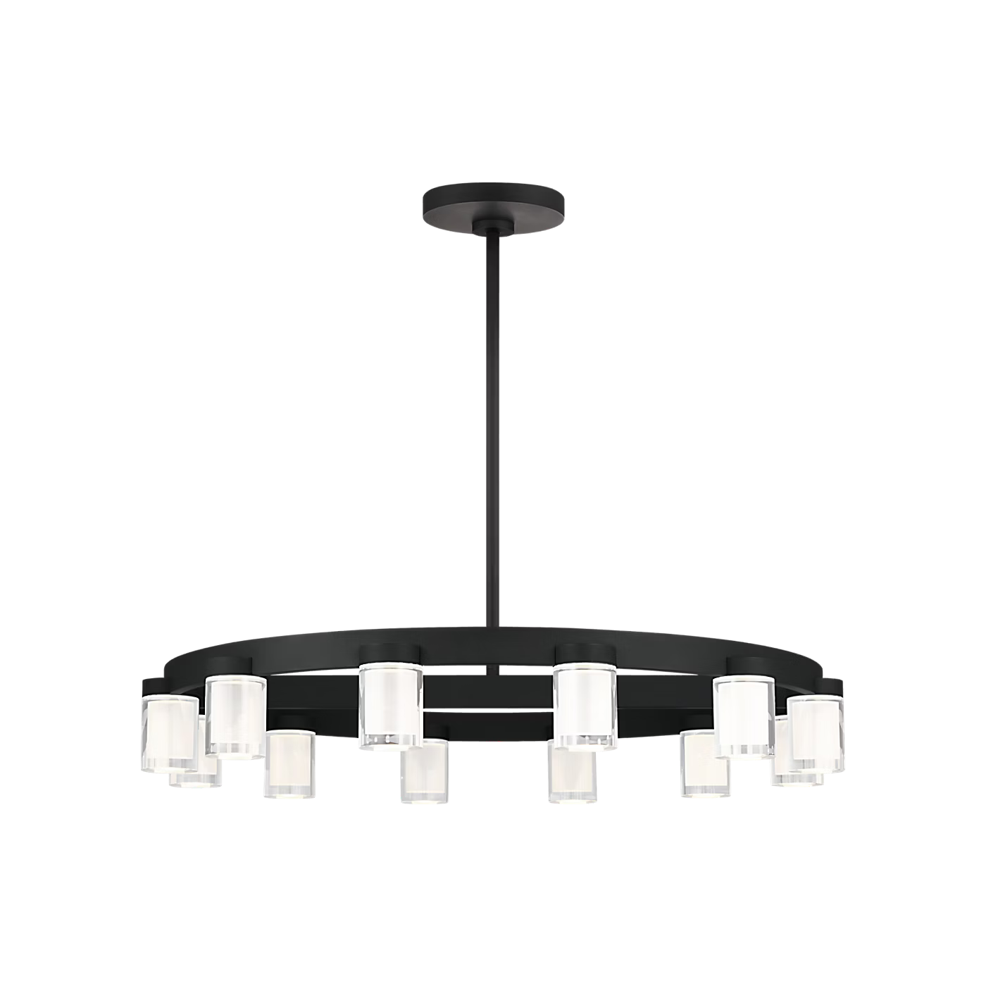 Round LED chandelier with warm white lighting for upscale interiors