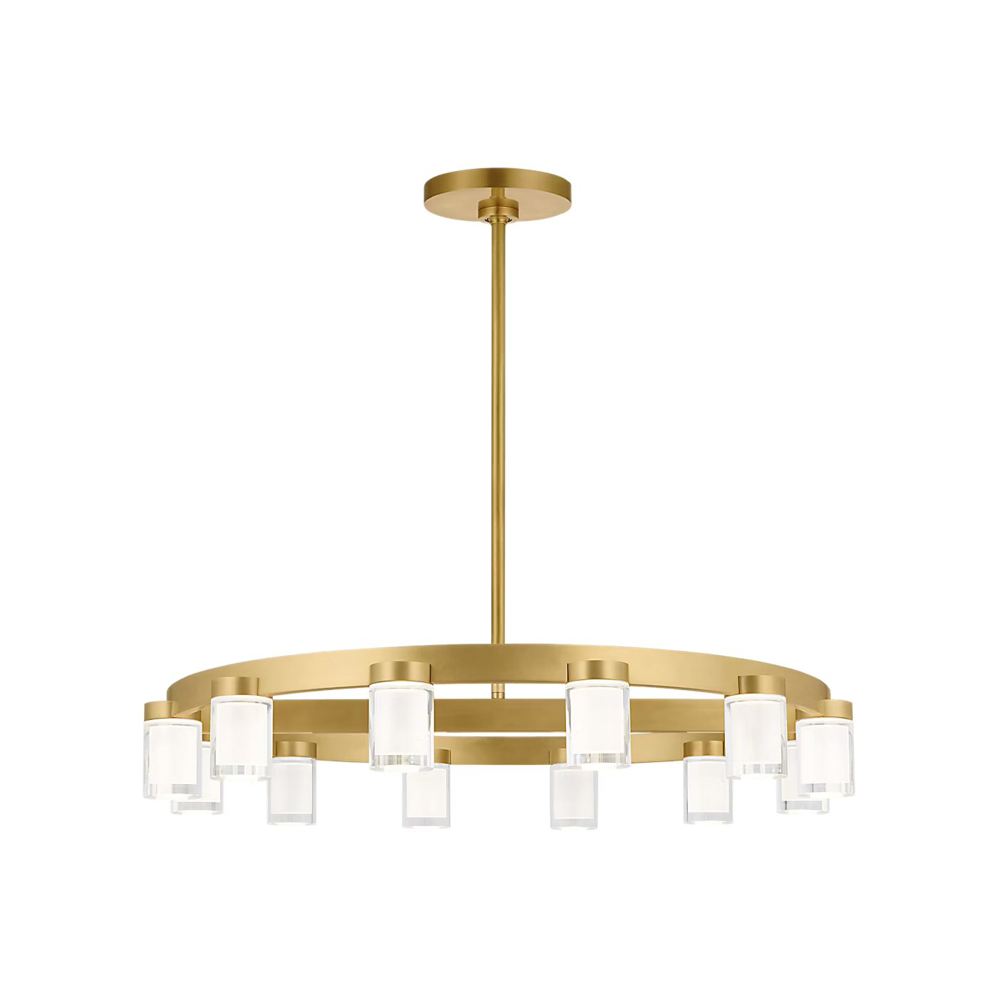 Esfera Medium chandelier 32 inch with crystal lighting and modern brass frame