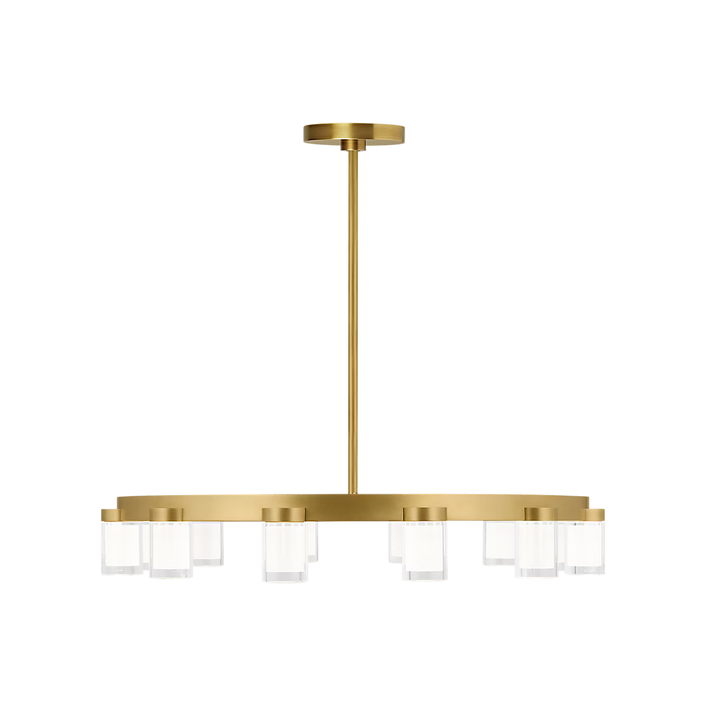 Contemporary round LED chandelier with crystal accents for dining room lighting