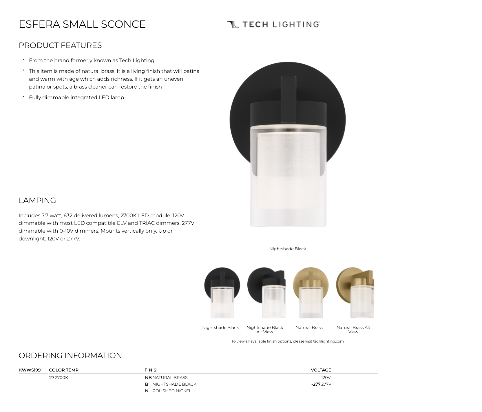 Small LED Dimmable Crystal Wall Sconce Esfera by Visual & Comfort & Co