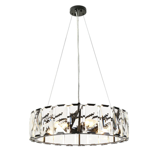 Ethel Contemporary Black Crystal Round Chandelier - LNC Home