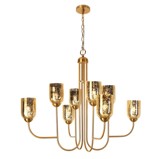Euniecstasy 8 Light Gold Chandelier With Sand Gradient Glass Shades - LNC Home