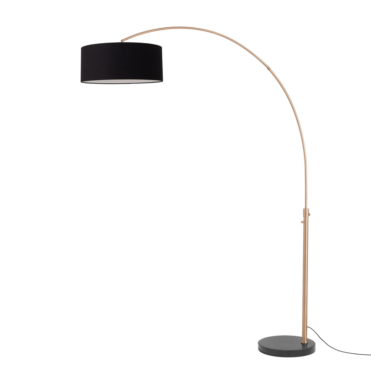Float 92" Arc Floor Lamp by Nova of California, Black shade, Weathered Brass body, Black base – view 21