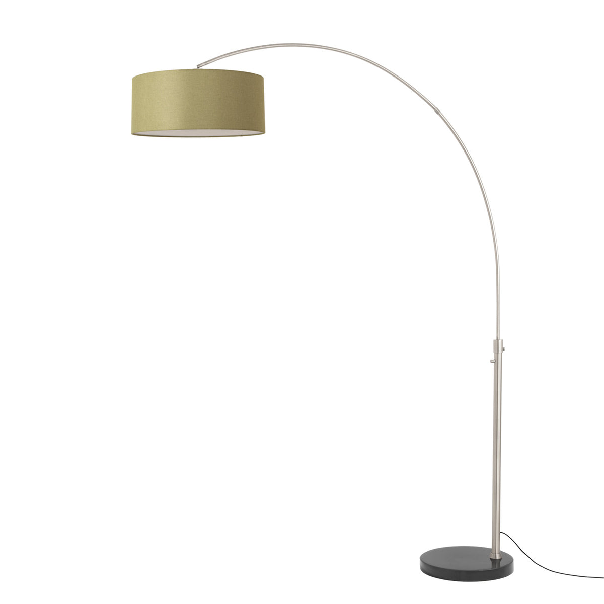 Float 92" Arc Floor Lamp by Nova of California, Avocado shade, Satin Nickel body, Black base – view 29