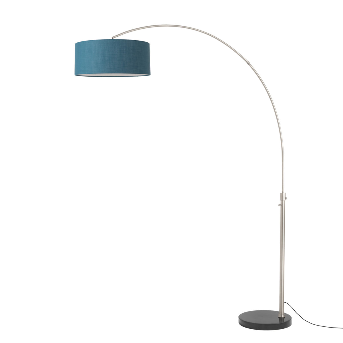 Float 92" Arc Floor Lamp by Nova of California, Turquoise shade, Satin Nickel body, Black base – view 64