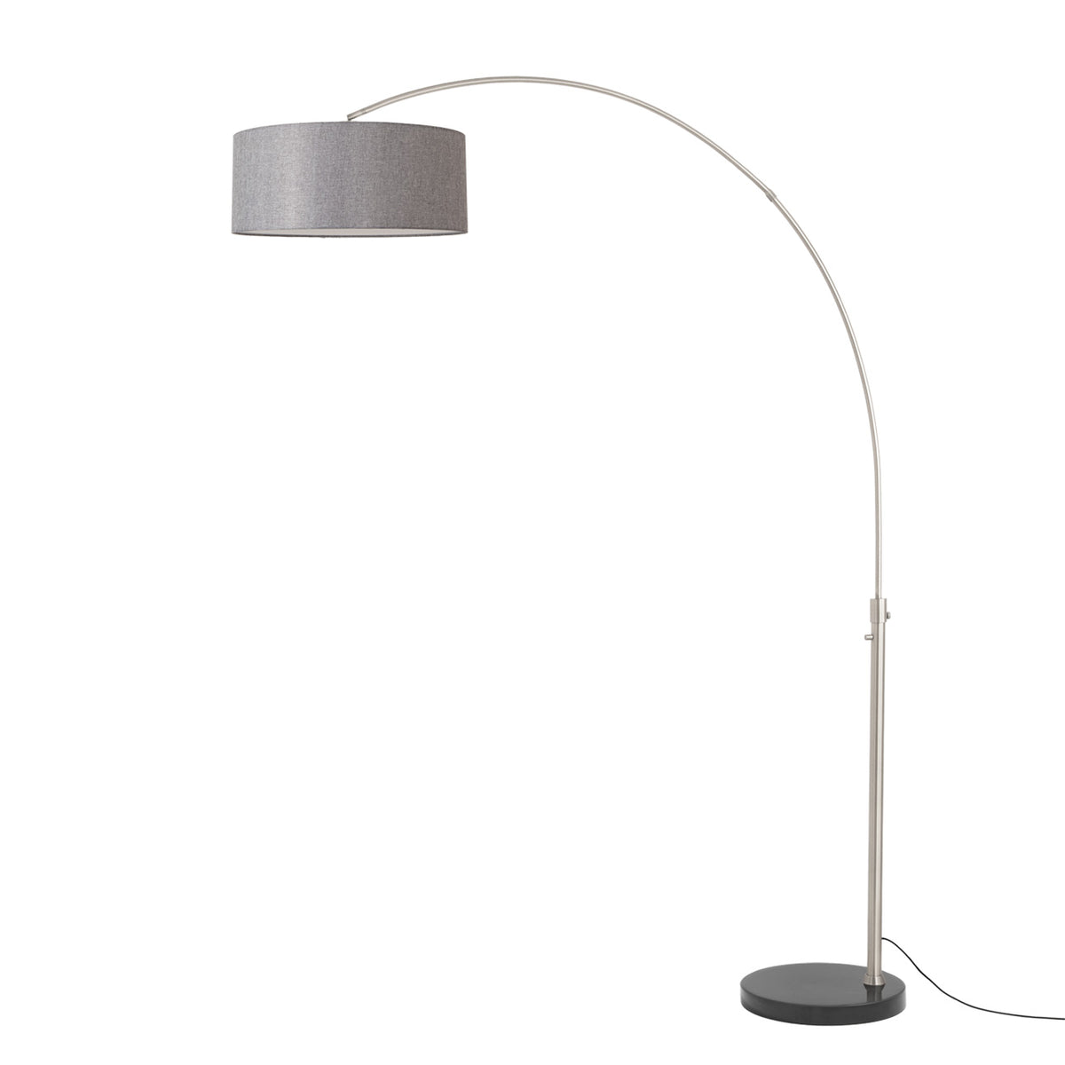 Float 92" Arc Floor Lamp by Nova of California, Cashmere Gray shade, Satin Nickel body, Black base – view 47